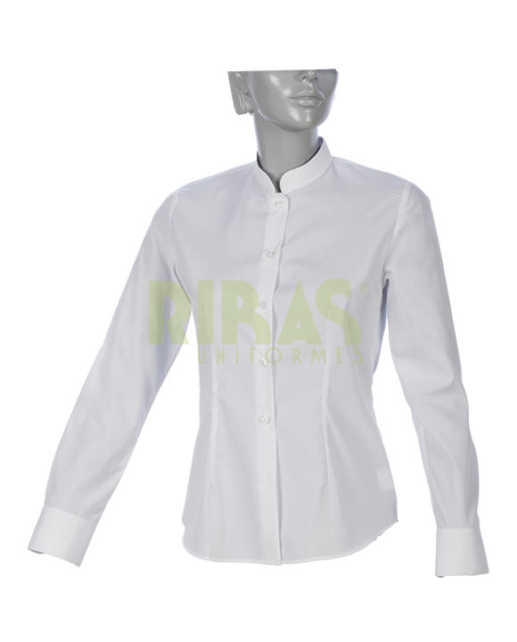 Blusa cuello mao manga larga blanca Uniformes